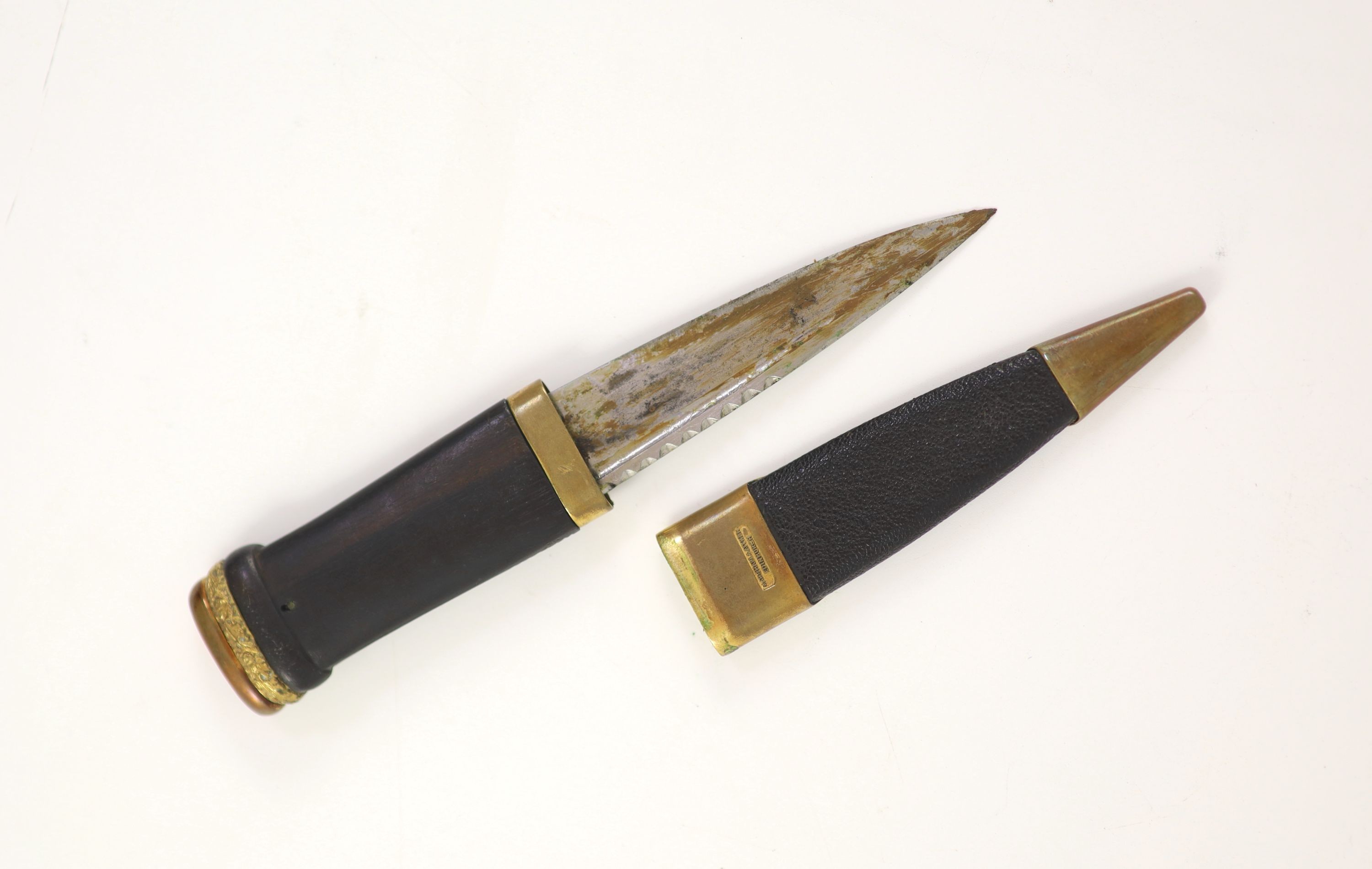 A 19th century Scottish ormolu mounted dirk and a similar skean dubh